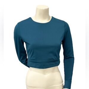 Banana Republic Teal Long Sleeve Athleisure Stretch Crop Top